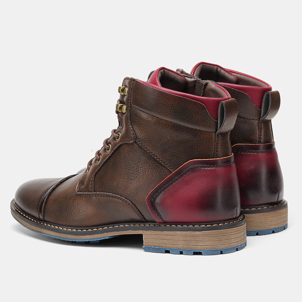 Cross-border large-size men's leather boots, single boots, fashionable US-sized work boots, foreign trade high-top Martin boots