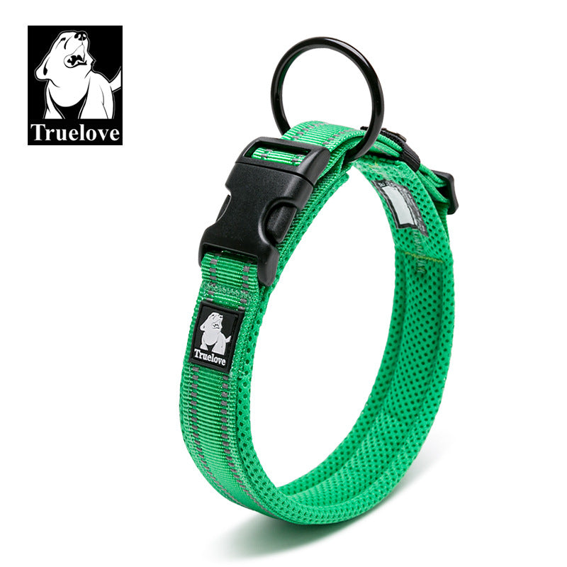 Truelove Pet Dog Collar Traction Adjustable Reflective Breathable Soft Mesh Foreign Trade Cross-border Amazon