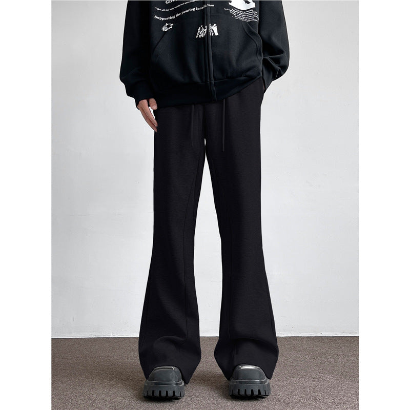 Gray flared casual sweatpants for men in spring and autumn, cleanfit Japanese retro loose casual drape straight pants