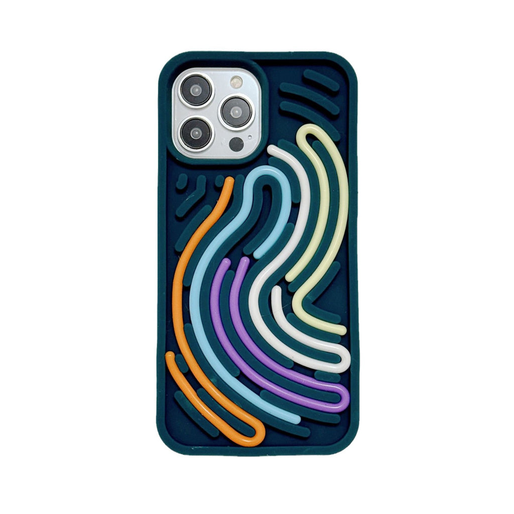 Suitable for iPhone 16 hot-selling 3D stereo silicone color line children's educational sensory decompression version mobile phone protective cover