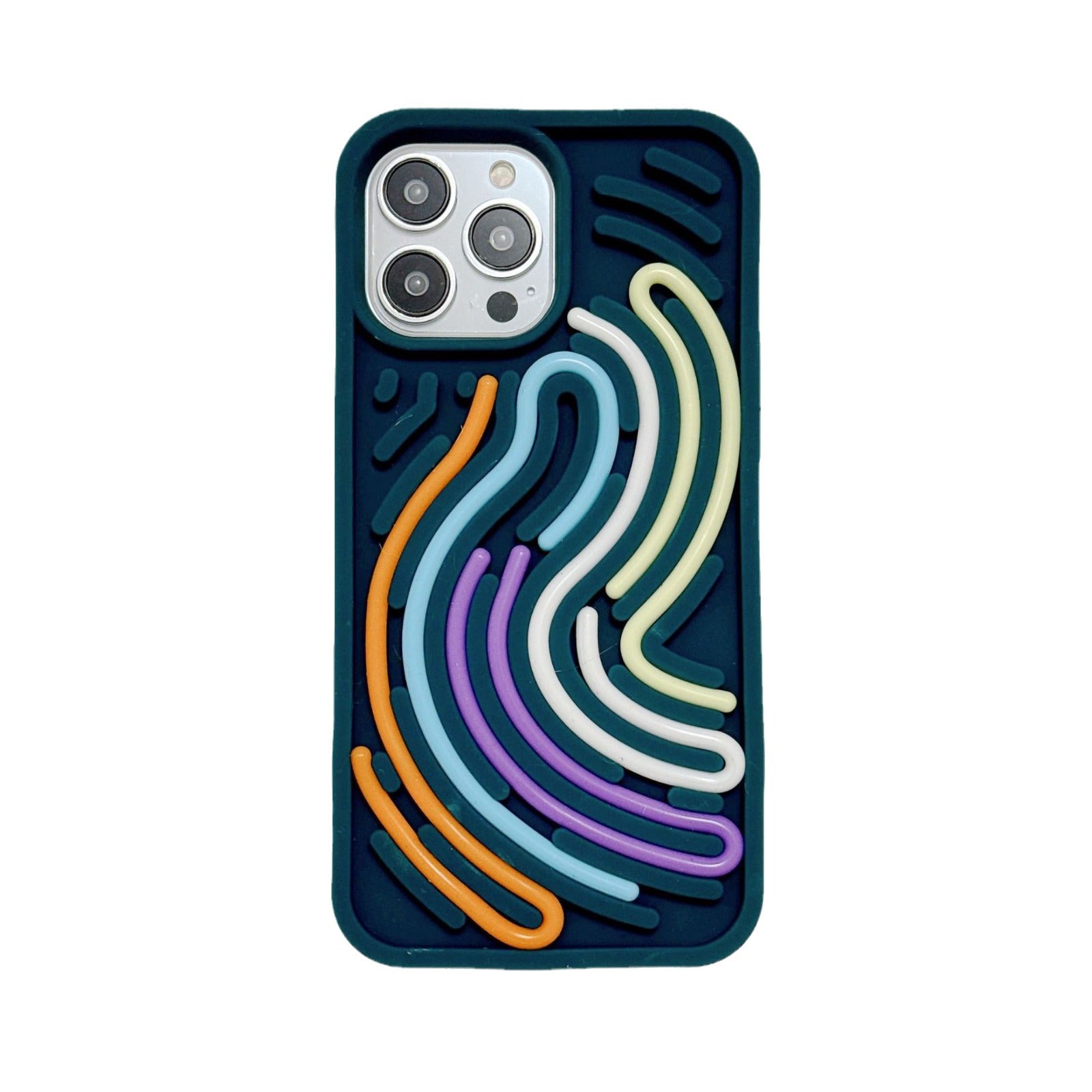 Suitable for iPhone 16 hot-selling 3D stereo silicone color line children's educational sensory decompression version mobile phone protective cover