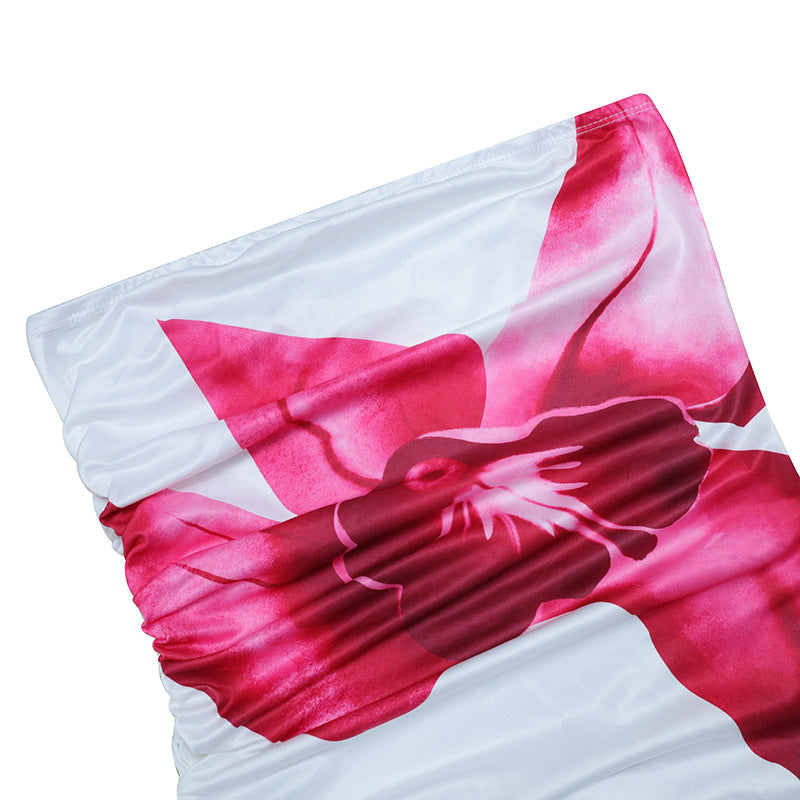 European and American foreign trade 2025 new women's fashion temperament sexy tube top slim long side slit holiday dress