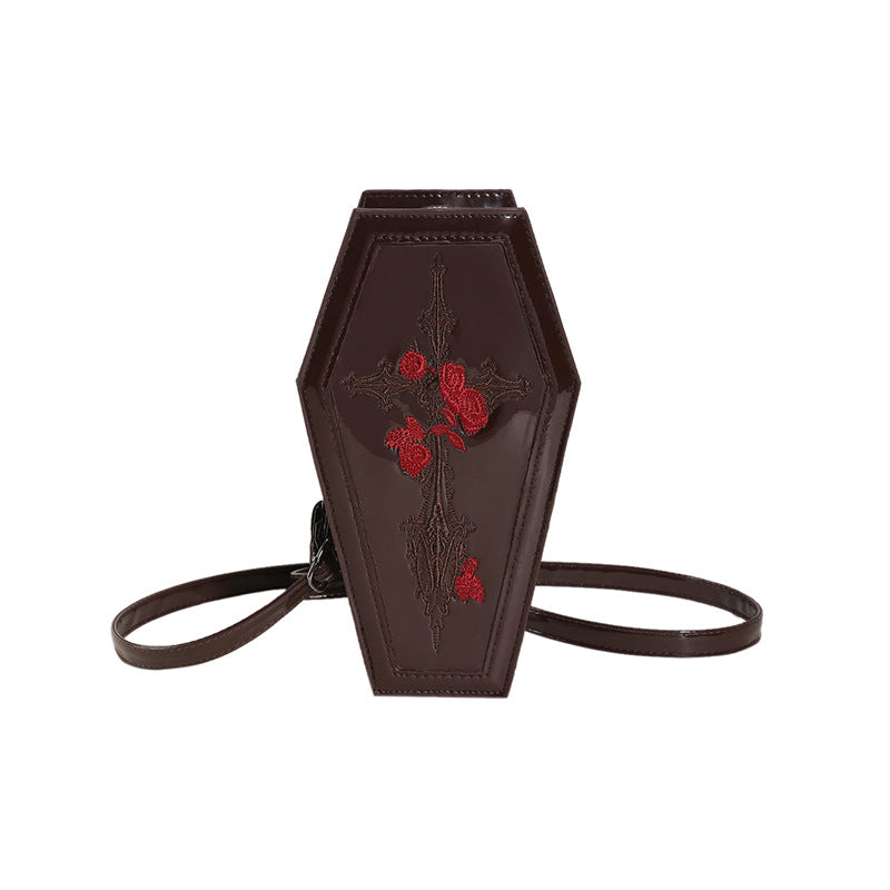 Cross-border new Halloween cross PU coffin bag European and American fashion personality funny shoulder messenger bag