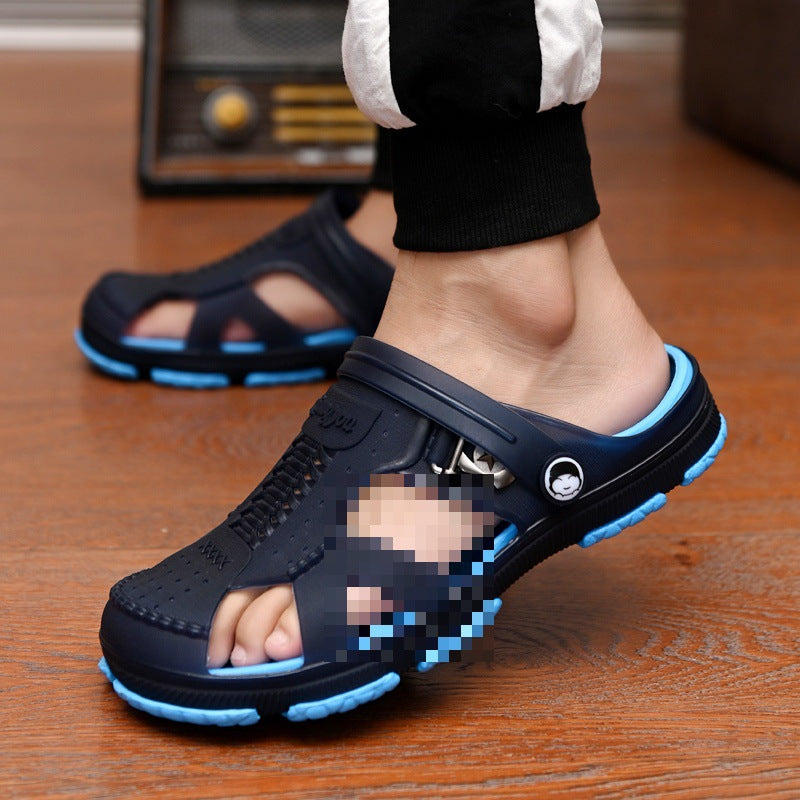 Men's sandals, slippers, men's shoes, summer new style flip flops, beach shoes, non-slip outdoor wear, dual-purpose hole shoes
