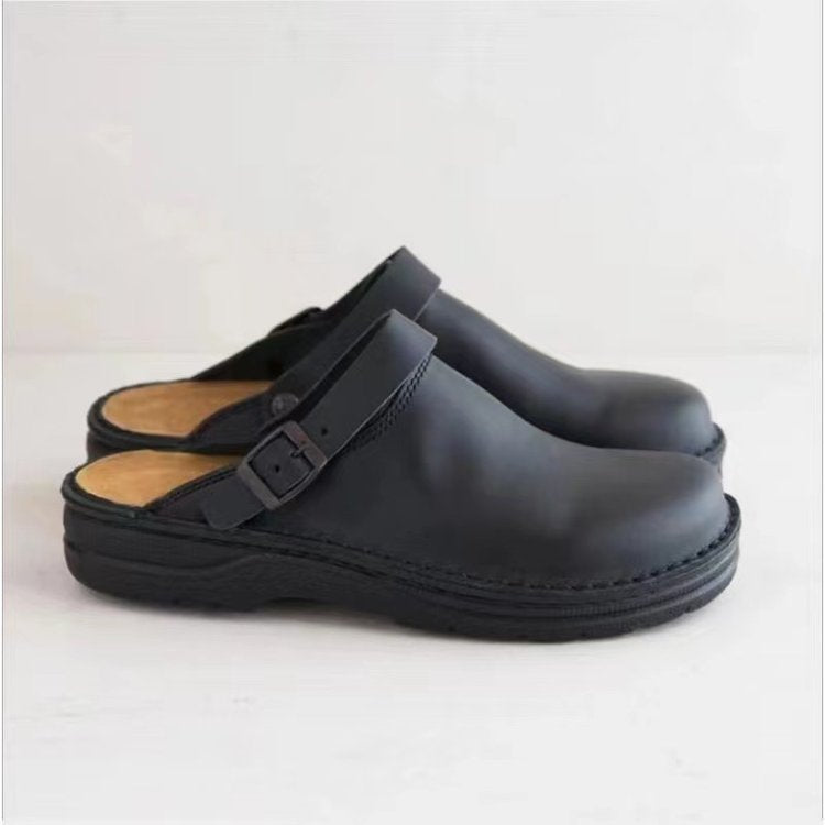 thick-soled wedge heels 48 large size back hollow shallow mouth men's European and American casual outer wear single shoes sandals slippers in stock