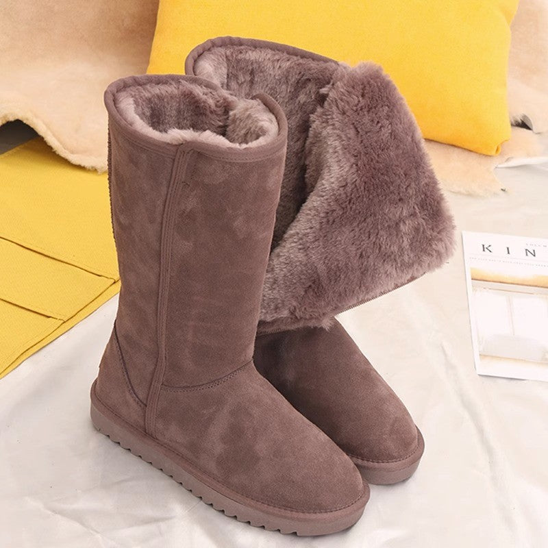 Cross-border long snow boots women's Korean version high-tube side zipper plus velvet thickened 2023 winter new snow cotton boots women