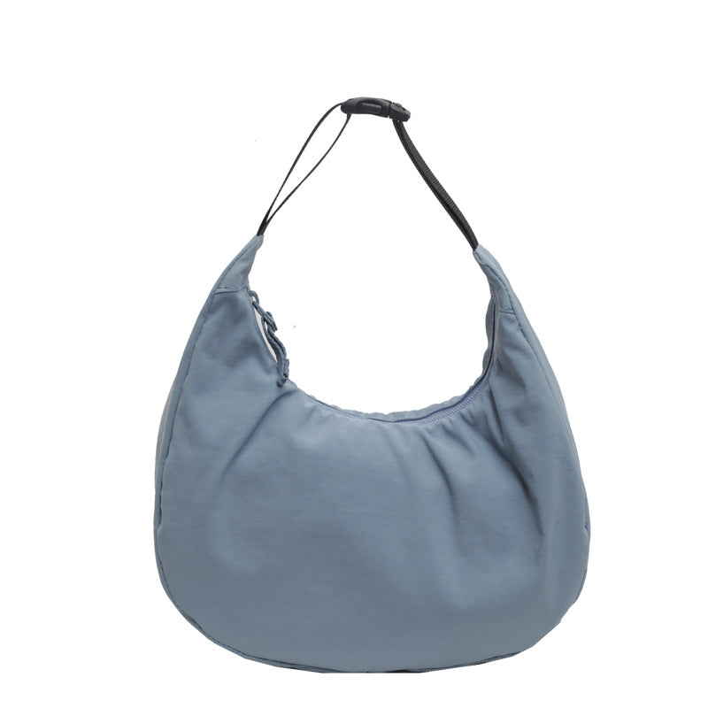 Korean style lightweight casual dumpling bag women's solid color simple crescent handbag commuting literary shoulder messenger bag