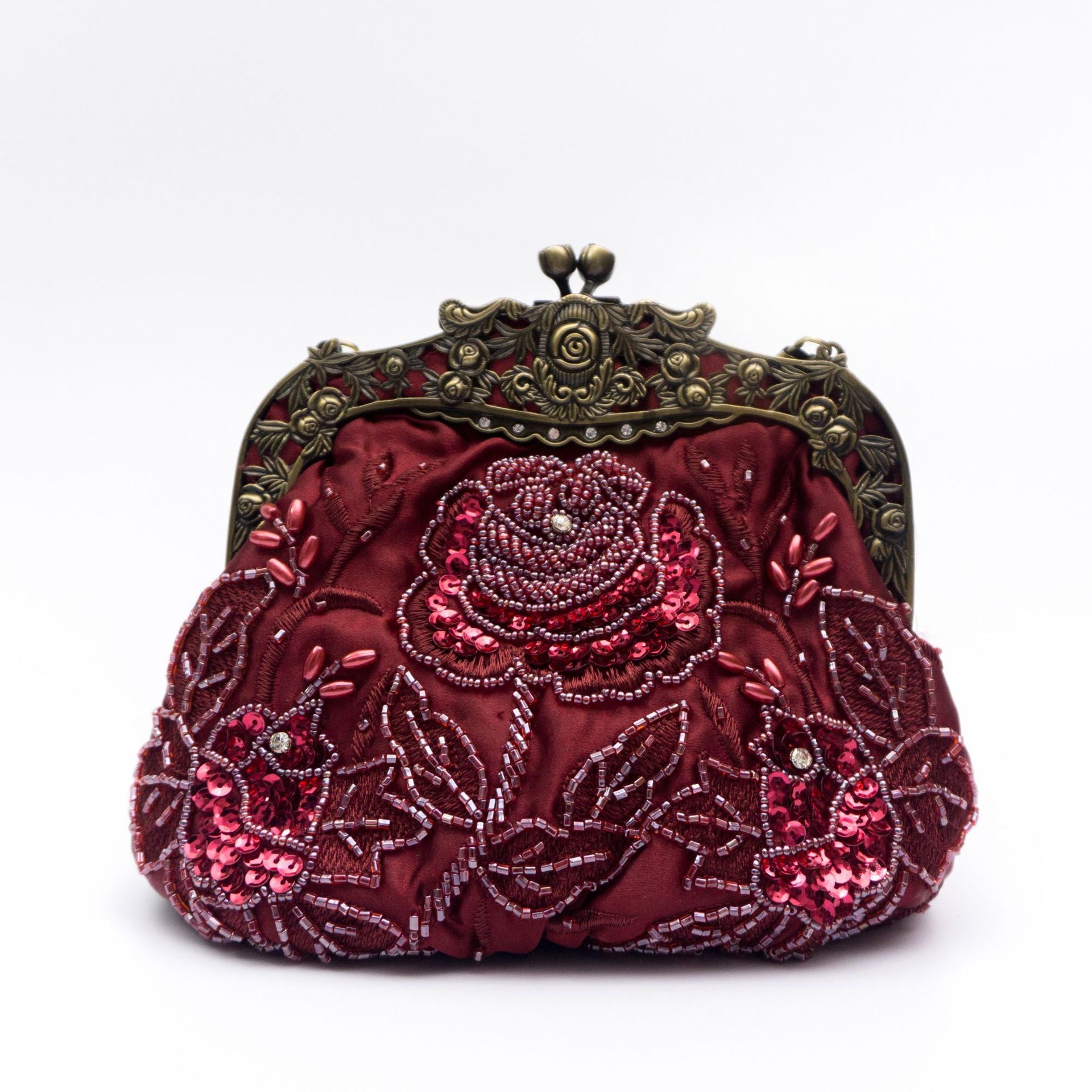 Kaiweili handmade beaded flower evening bag retro old Shanghai cheongsam bag hot style embroidered mouth gold bag