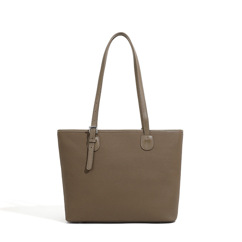 Large capacity tote bag women's genuine leather 2025 spring and summer new high-end niche shoulder bag fashionable all-match bucket bag