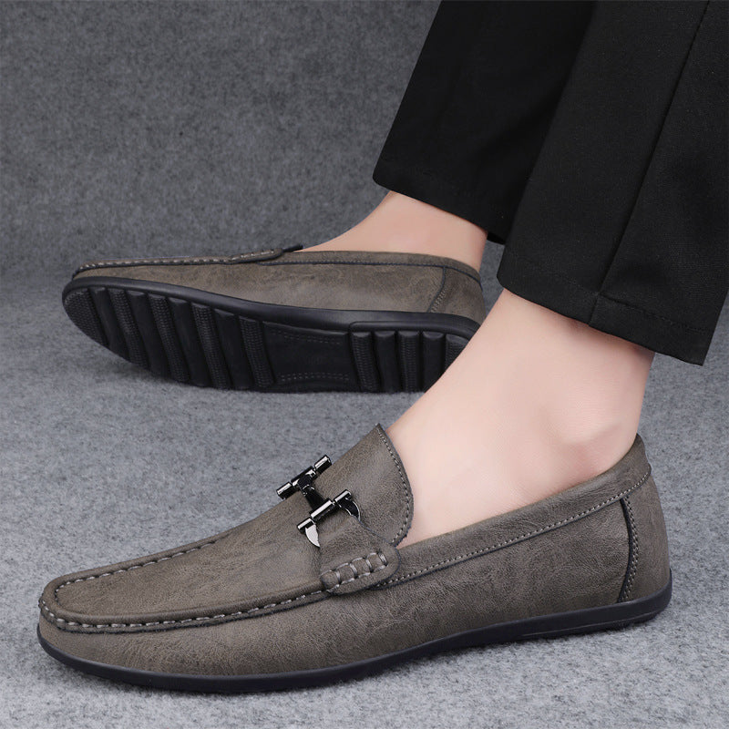Cross-border spring new slip-on casual moccasins leather shoes lazy shoes leather men's shoes slip-on men's small leather shoes