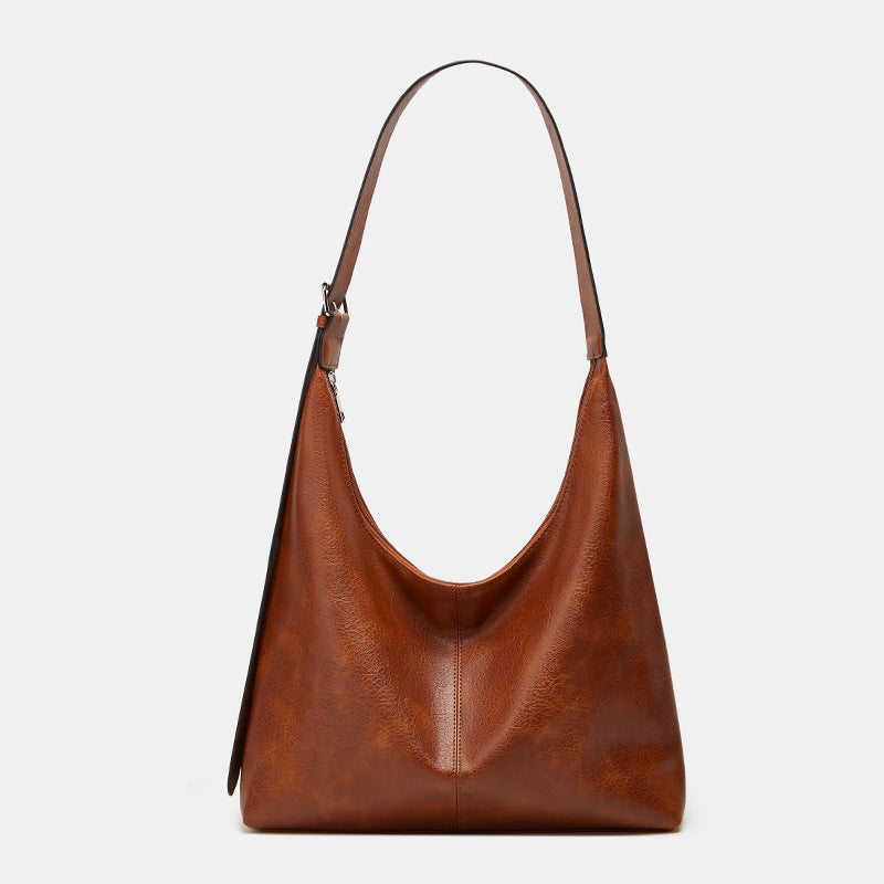 Commuter retro classic large capacity tote bag new student PU texture all-match shoulder crossbody bag ladies bag