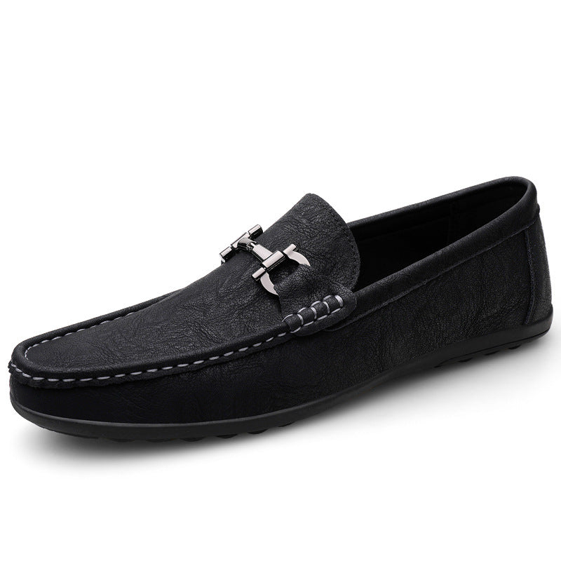 Cross-border spring new slip-on casual moccasins leather shoes lazy shoes leather men's shoes slip-on men's small leather shoes