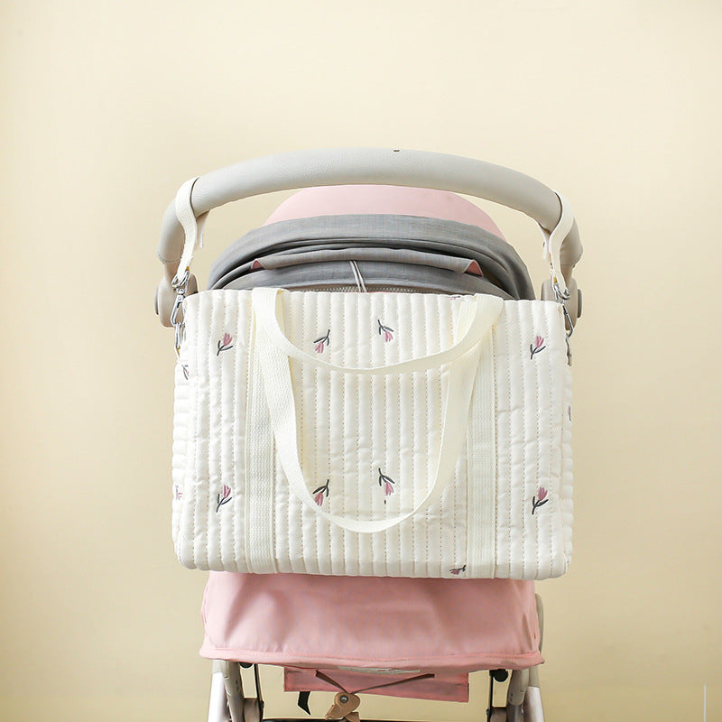Mommy bag exquisite embroidery temperament simple mother and baby bag outdoor light large capacity Korean version crossbody handbag mommy bag