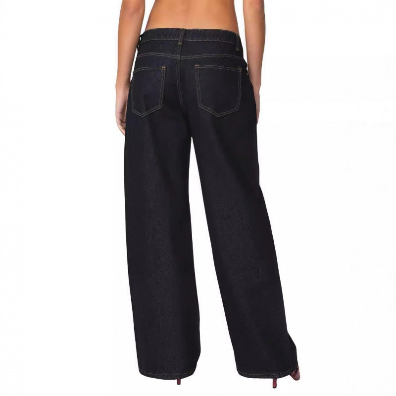 edikted American retro hot girl low waist straight washed casual waist slim jeans versatile trendy women