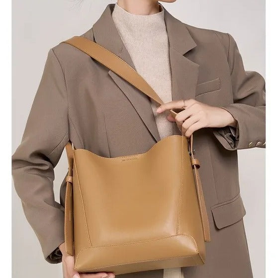 Women's new style high-end large-capacity bucket bag soft leather versatile shoulder crossbody bag one piece dropshipping
