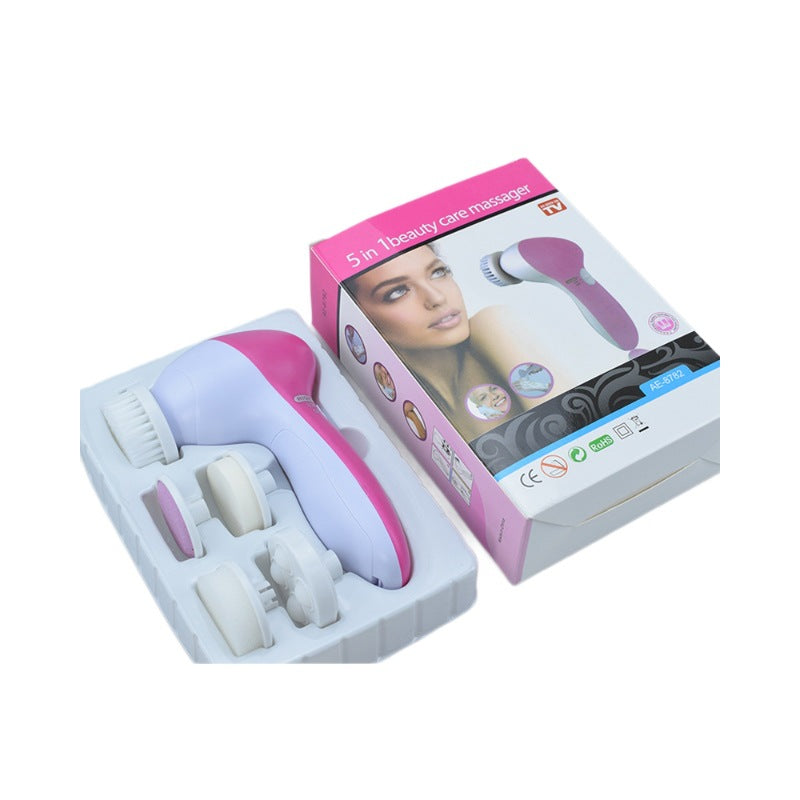 Cross-border electric five-in-one cleansing instrument face brush multi-function rotary beauty instrument pore cleaner facial machine