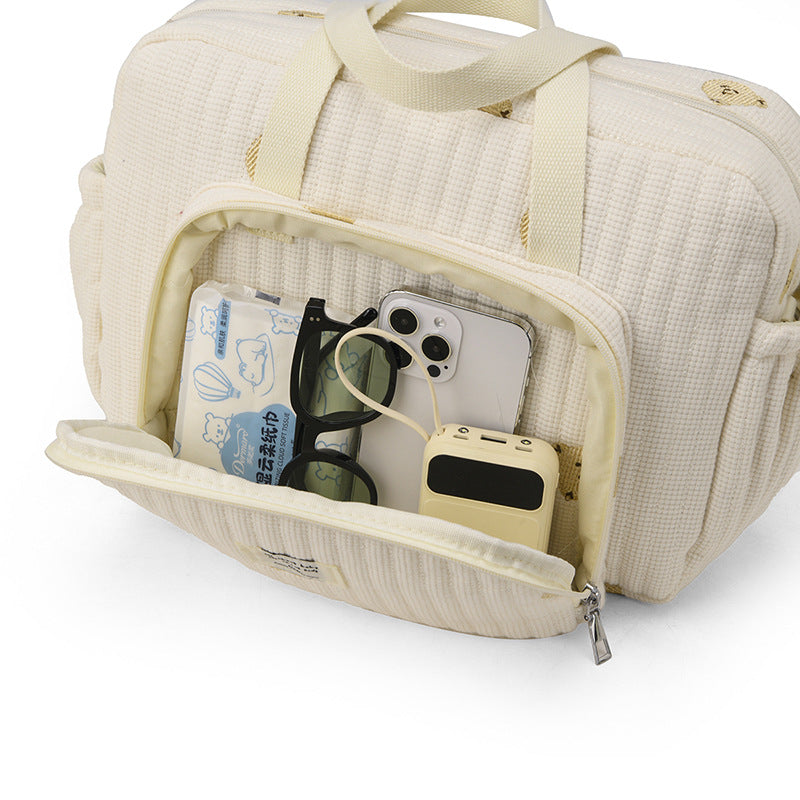 Mommy bag Korean embroidery thread fashionable multifunctional mother and baby bag portable large capacity mommy bag ladies bag