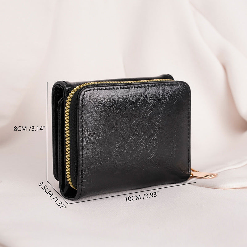 Credit card ID card cash wallet women's wallet small wallet short wallet card holder zipper wallet multi-layer trifold