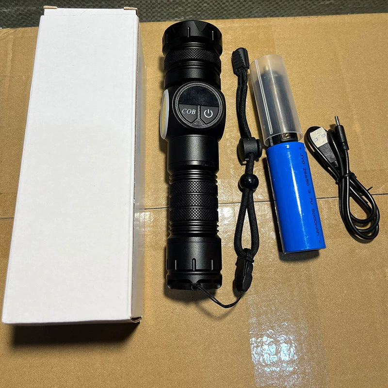 Cross-border P70 high-intensity flashlight outdoor waterproof USB rechargeable telescopic zoom high-power LED flashlight