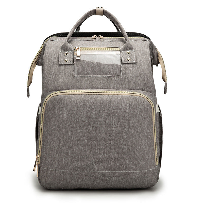 Factory cross-border new upgraded folding bed mommy bag portable multi-functional double-shoulder mother backpack mother and baby bag bed