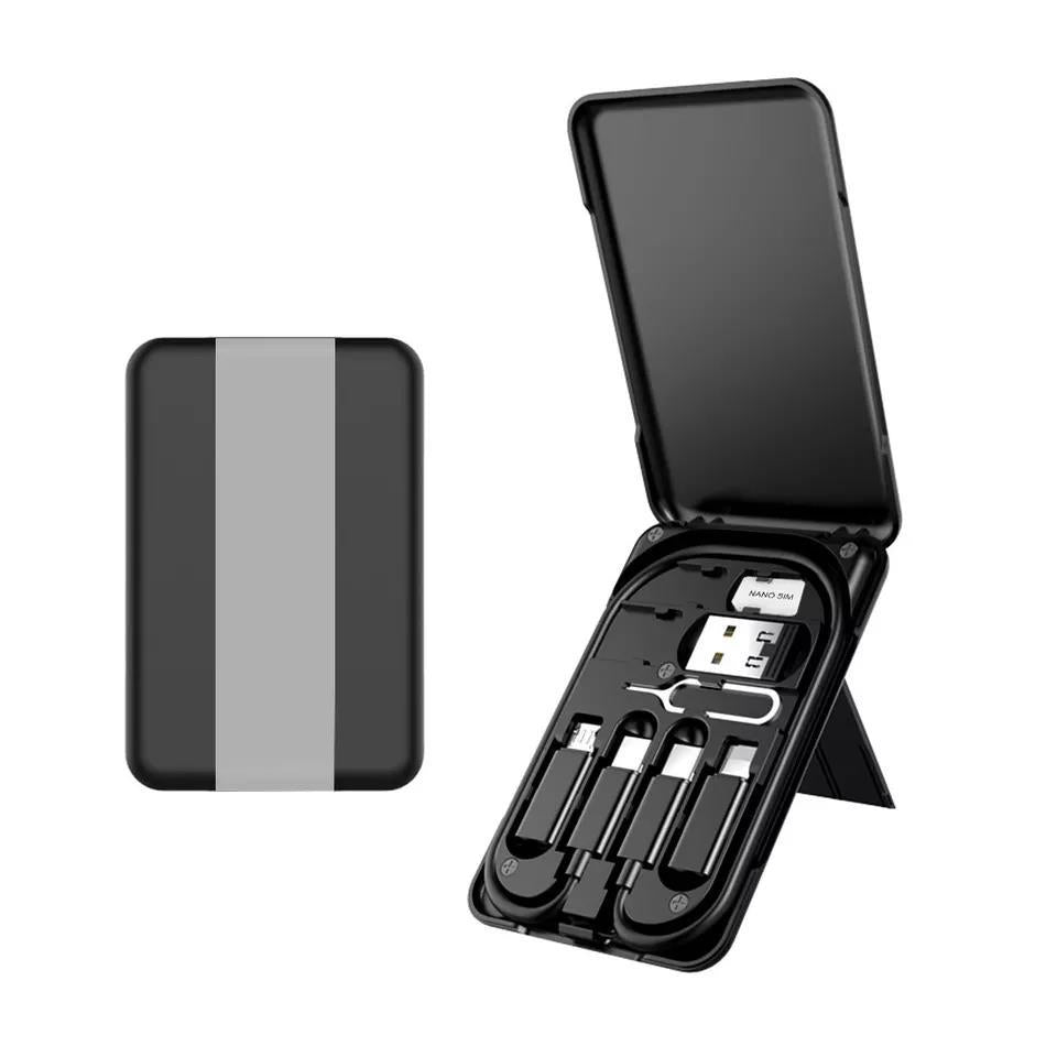 portable magnetic fast charging data cable foldable portable three-in-one universal box typec charging cable