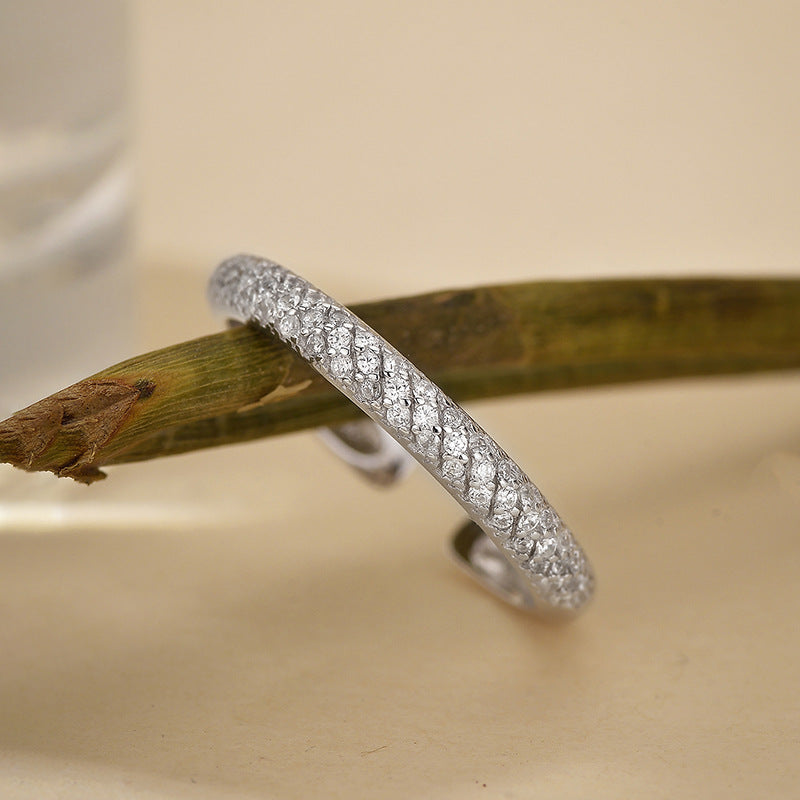 European and American classic 925 sterling silver diamond open ring for women, versatile fashion, high-end temperament, ins style, cross-border hot selling