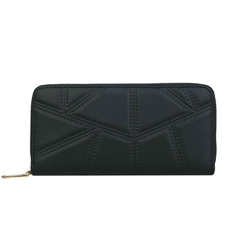 New women's wallet medium and long zipper clutch fashionable foreign trade PU leather pressed money clip coin purse trend