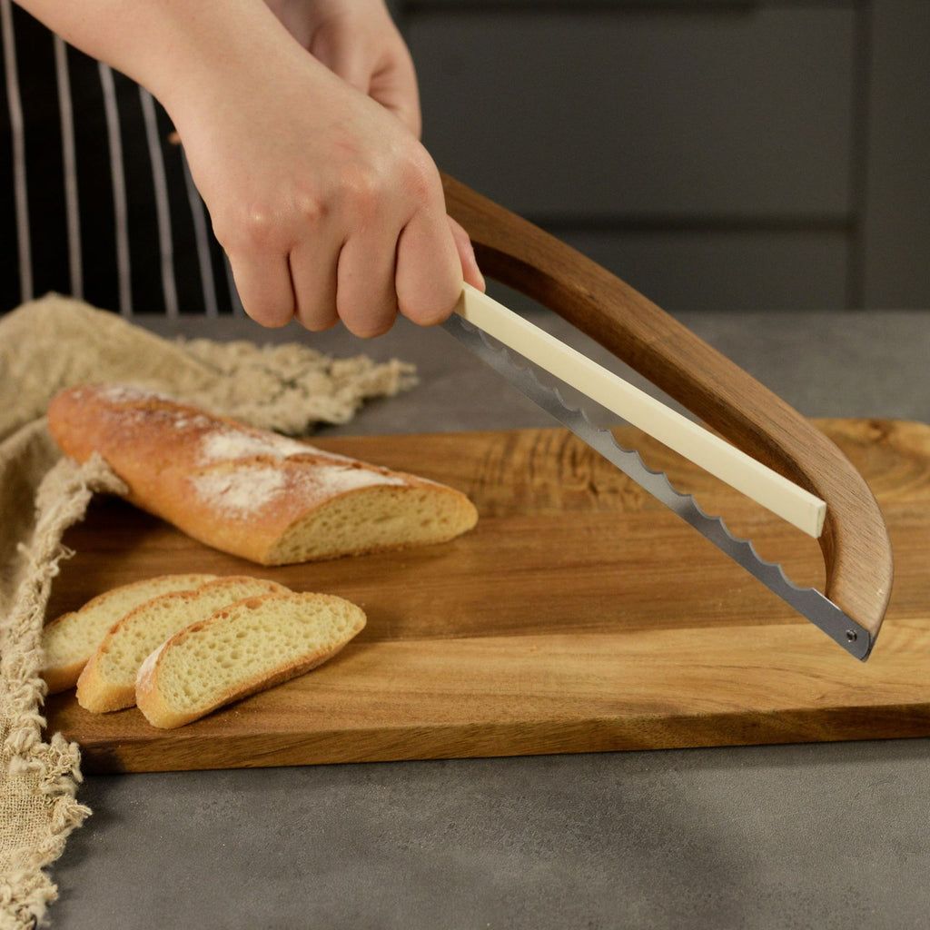 Wooden bread knife saw sandwich slicer baguette toast saw anti-bending wooden bread cutter