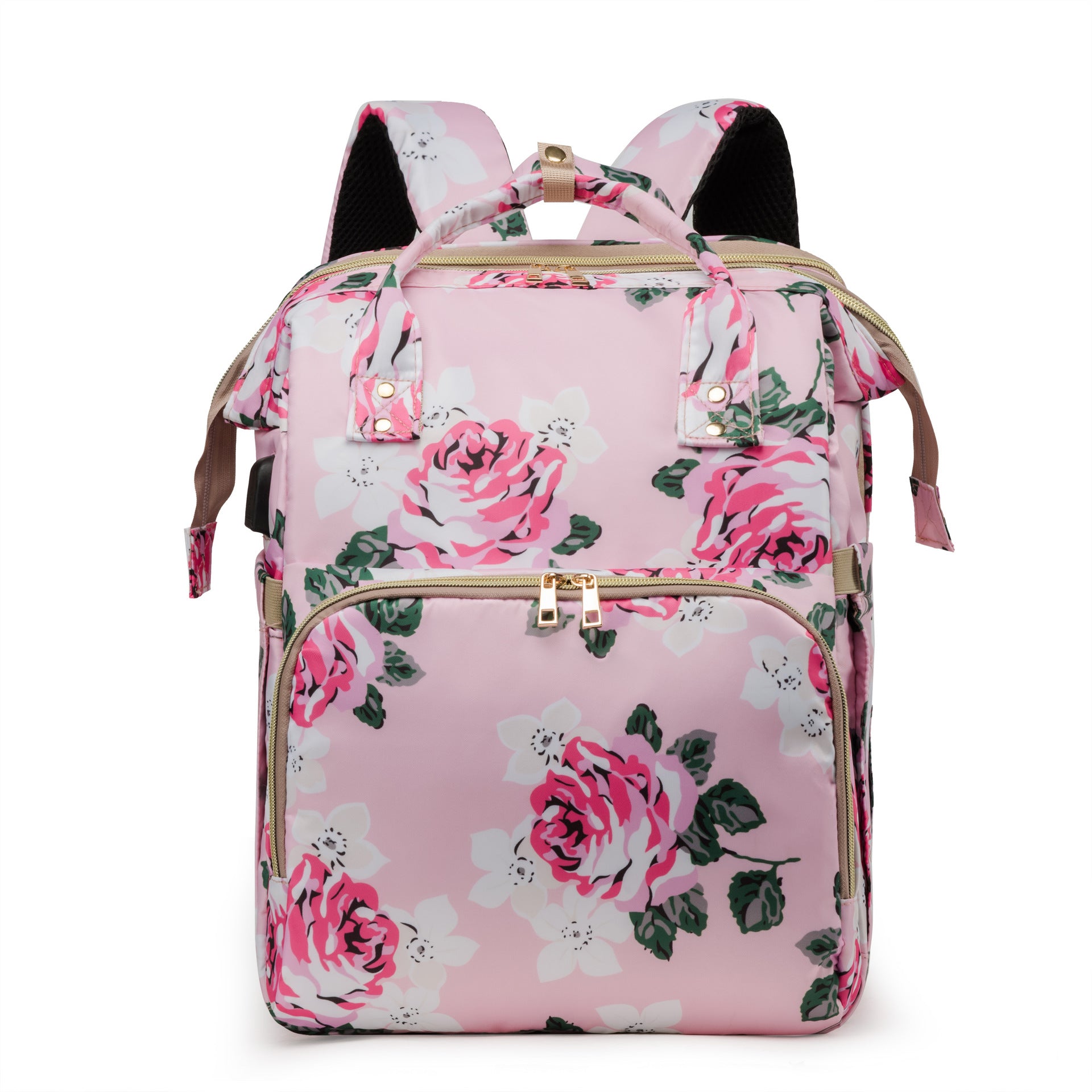 Mommy bag cross-border wholesale trend large capacity multi-purpose folding bed bag fashionable printing texture mother and baby bag light