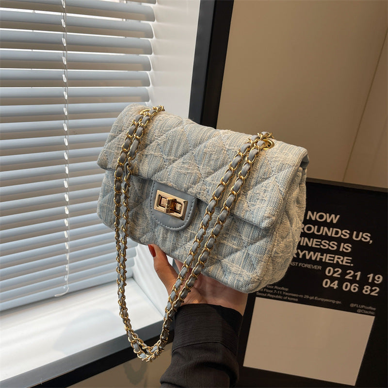 Denim bag women's niche design new fashion diamond chain bag versatile casual shoulder messenger bag