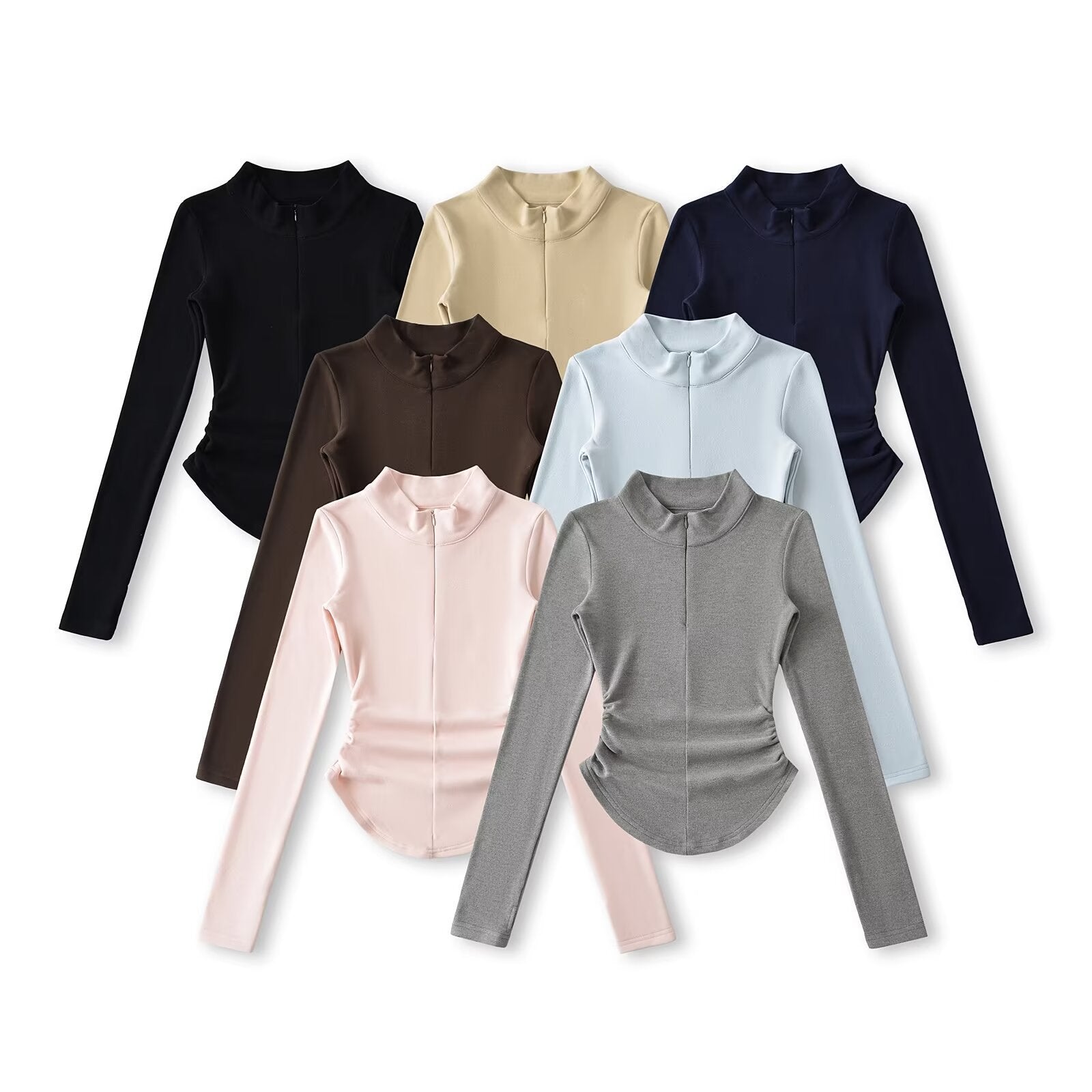 2025 Spring and Autumn Korean version of German velvet half-zip long-sleeved casual versatile tight-fitting warm bottoming shirt ins top