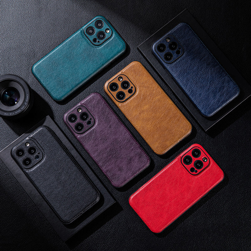 Apple 15promax mobile phone case high-end leather suitable for iPhone14 high-end 13 anti-fall leather grain 12 leather case