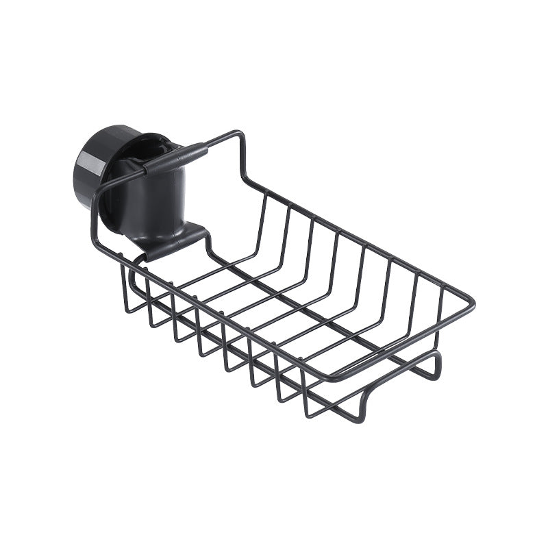Faucet drain rack black stainless steel sponge wipe storage rack kitchen sink supplies sink storage rack