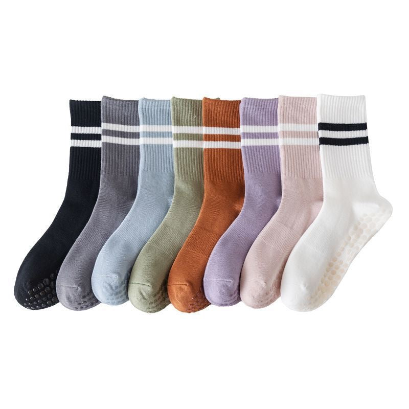 Yoga non-slip socks women's dance trampoline Pilates fitness mid-tube socks indoor shock-absorbing sports yoga socks