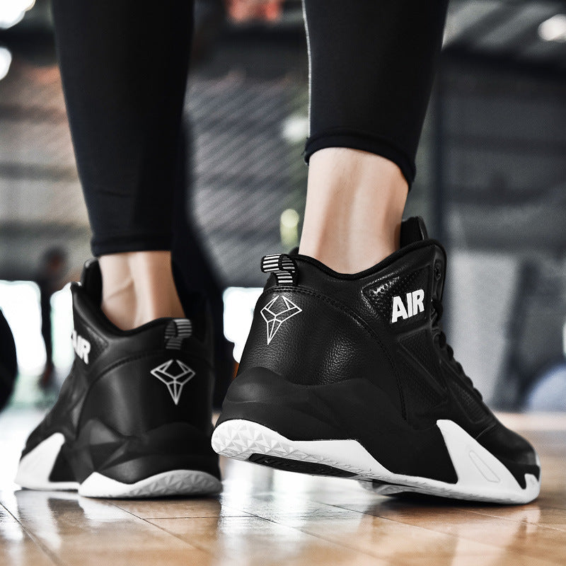 Men's summer new shoes men's youth large size white mesh breathable ball shoes high top basketball sports trendy shoes