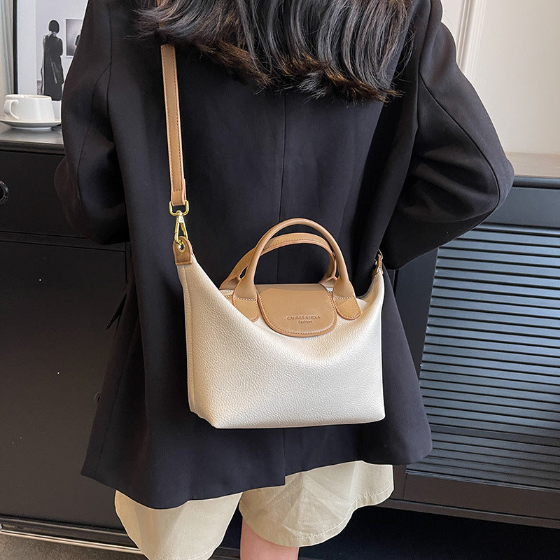 Cross-border contrast color dumpling bag ladies 2025 new casual versatile shoulder bag high-end hand-held commuter messenger bag