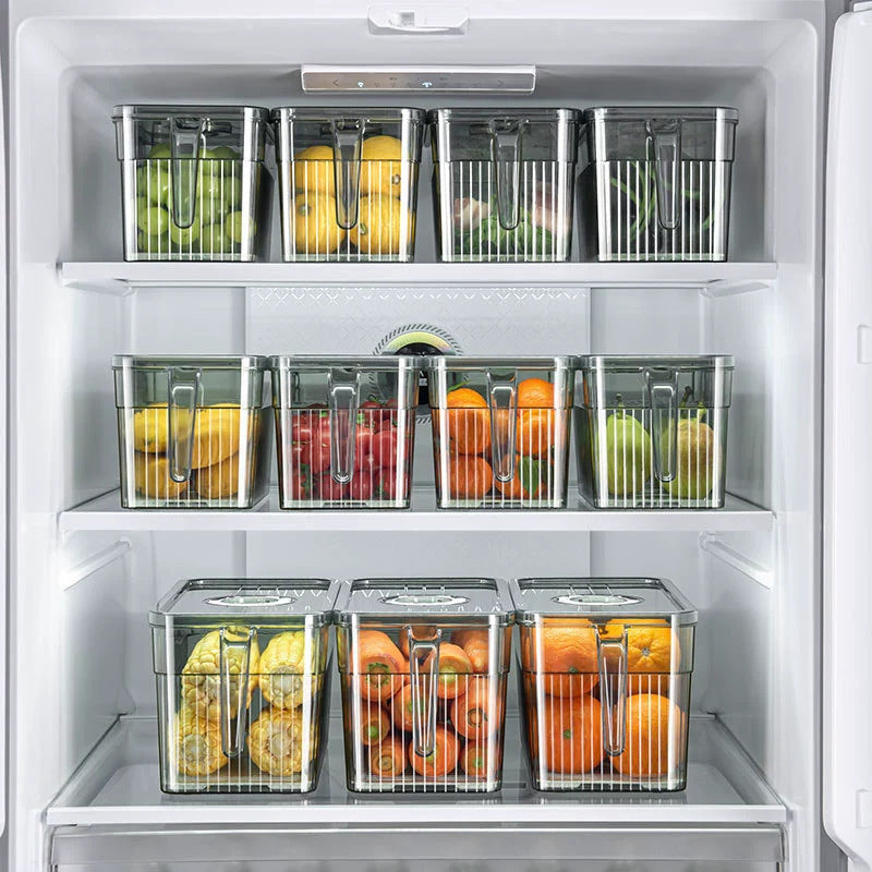 Refrigerator kitchen storage artifact sealed rectangular plastic fruit classification and sorting vegetable PET fresh-keeping box new style
