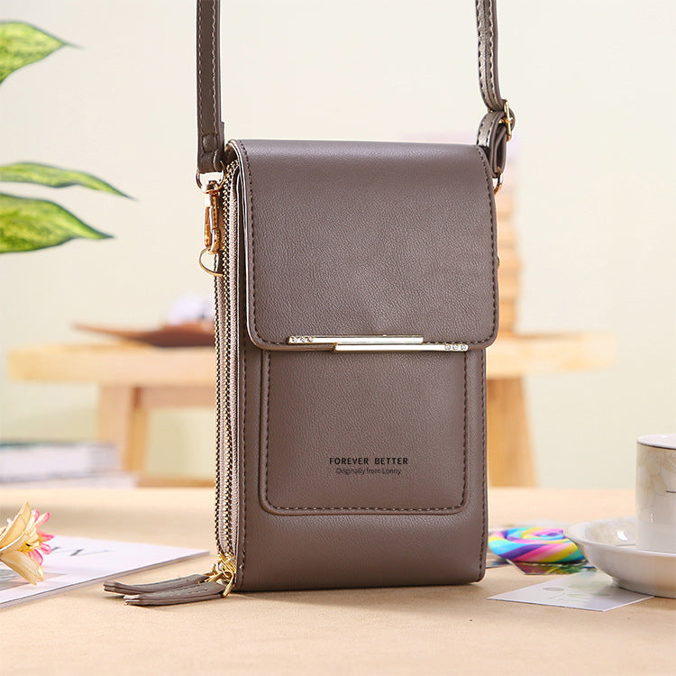 Touch screen mobile phone bag for women, small crossbody bag, cute small bag for mobile phone, fashionable key coin bag, vertical style