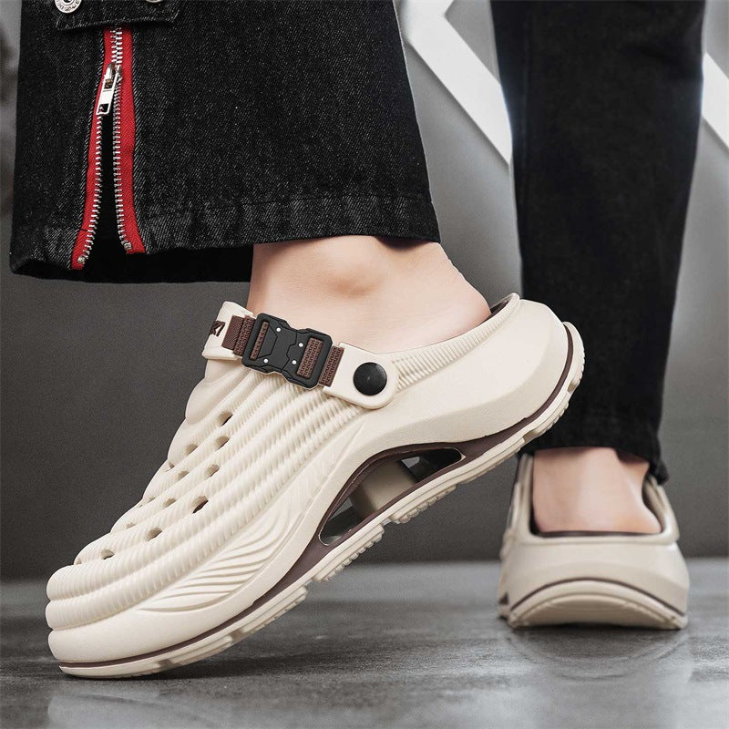 Hole shoes for men, summer outdoor wear, new beach shoes with anti-slip thick soles, men's outdoor sandals
