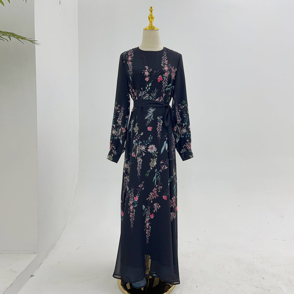 2025Loriya AliExpress European and American pure chiffon printed dress ankle-length printed long skirt LR979