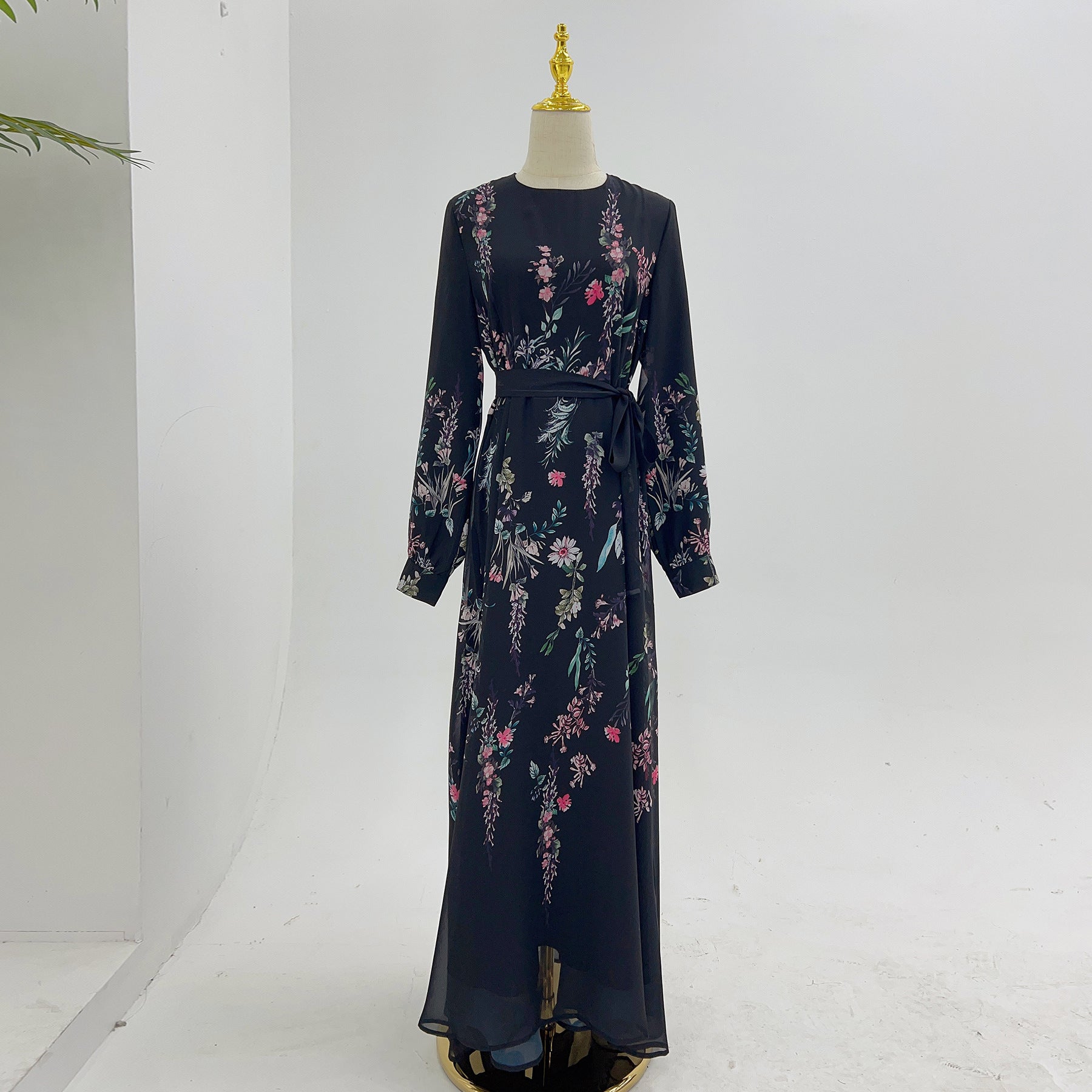 2025Loriya AliExpress European and American pure chiffon printed dress ankle-length printed long skirt LR979