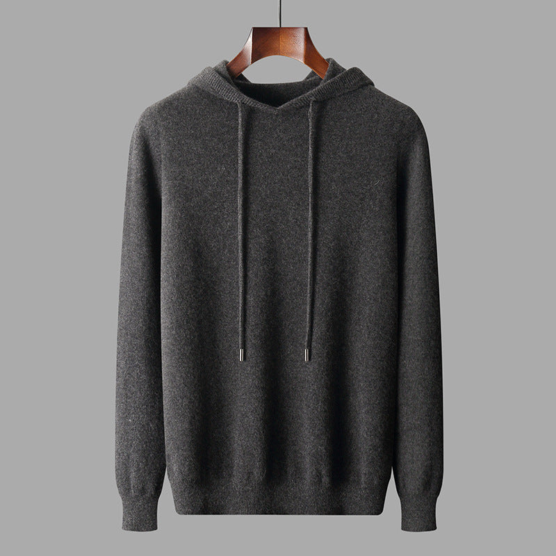Men's first-line ready-to-wear hoodie pure wool sweater base shirt pullover hoodie business casual solid color sweater