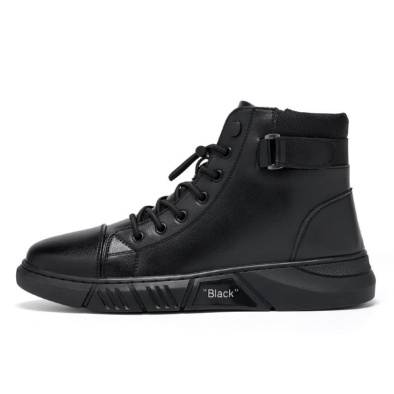 Fashion Martin boots men's high-top men's casual leather boots cross-border hot-selling large size British men's boots plus velvet for warmth