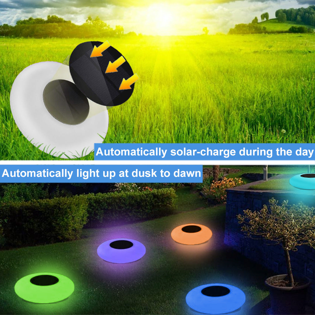 Cross-border solar water floating lights fantasy racing pool lights outdoor waterproof colorful LED flying saucer pool floating lights
