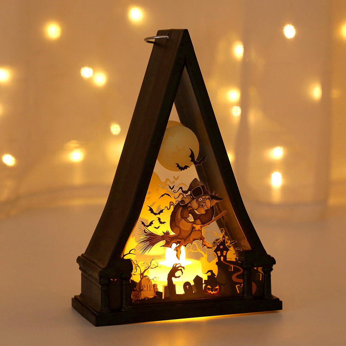 Halloween wind lantern candle holder Ghost Festival horror decoration props LED electronic candle lamp pumpkin lamp skull ornaments