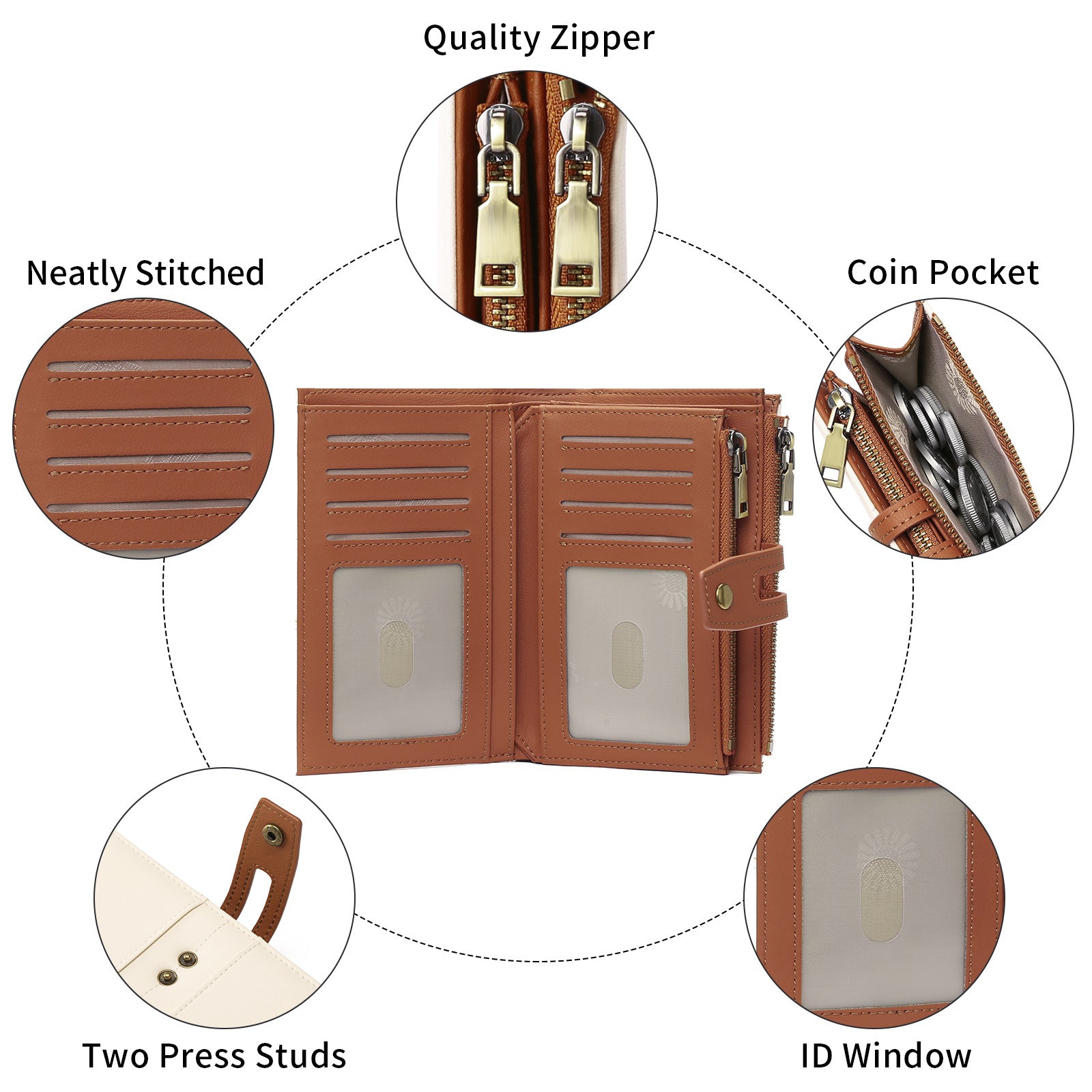 Foreign trade RFID anti-theft brush ladies short wallet multi-function buckle zipper microfiber leather women's bag casual coin purse
