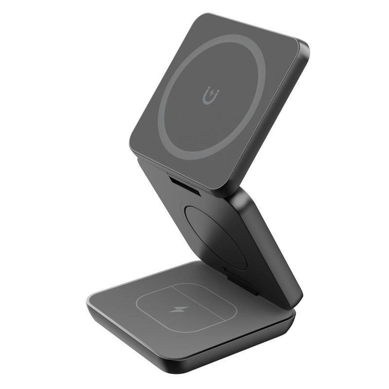 Three-in-one foldable wireless charger mobile phone holder wireless fast charging suitable for Apple Huawei magnetic wireless charger