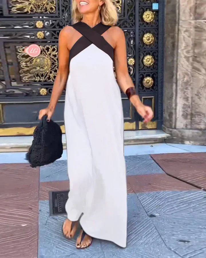 2025 summer new cross-border women's clothing AliExpress foreign trade long skirt cross sexy back dress