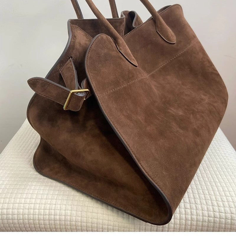 Tote bag women's 2025 new spring and summer high-end niche design large-capacity commuter retro suede handbag