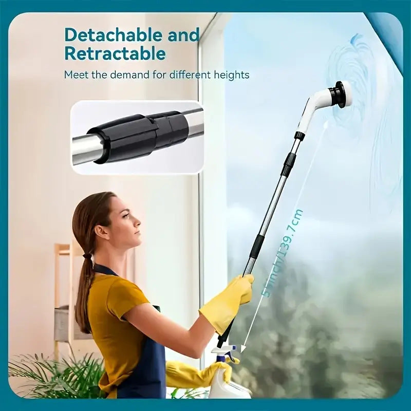 Cross-border multi-function electric cleaning brush kitchen bathroom glass nine-in-one long handle brush rotary mop cleaning multi-purpose